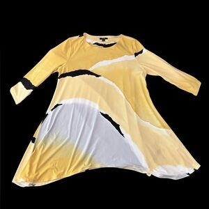 Alfani Yellow Black A-Line Dolman Sleeve Top